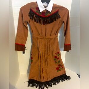 Native American/Indian Brown Dress Roses Child Size Large California Costume